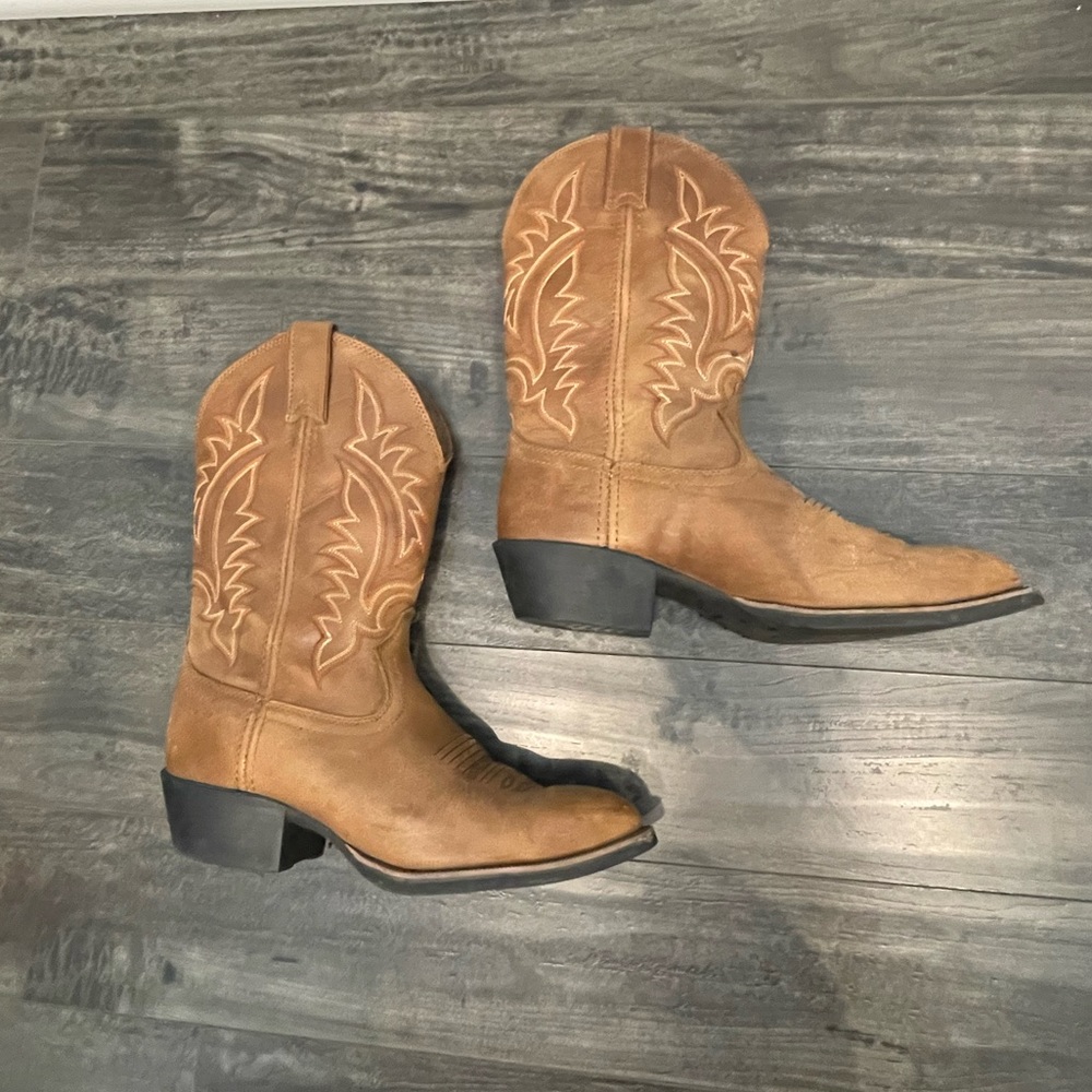 MENS brown leather cowboy boots - Picture 2 of 7